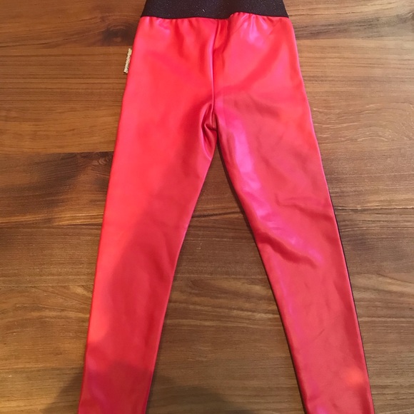 B. Nosy red faux leather girls leggings 5T - Picture 2 of 6
